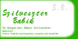 szilveszter babik business card